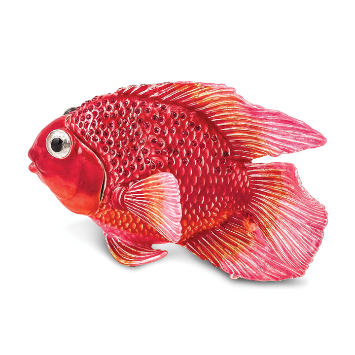 Lux by Jere Bejeweled FLORA Red & Pink Fish Trinket Box