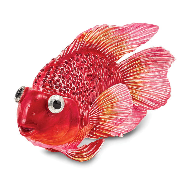 Lux by Jere Bejeweled FLORA Red & Pink Fish Trinket Box