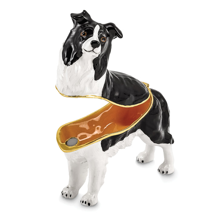 Lux by Jere Bejeweled BRUNO Border Collie Trinket Box