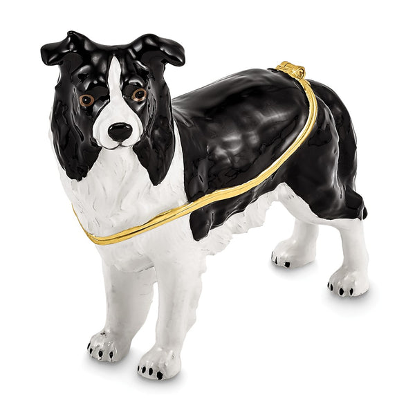 Lux by Jere Bejeweled BRUNO Border Collie Trinket Box