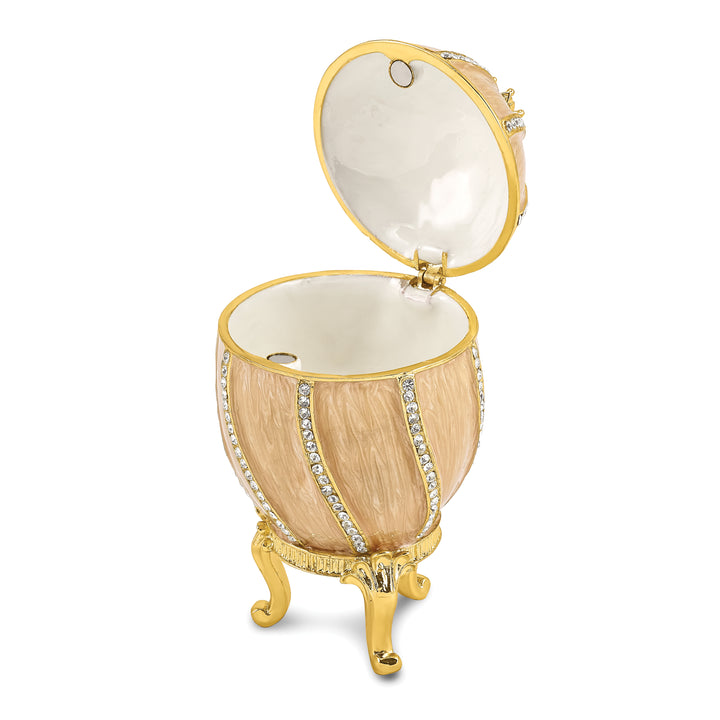 Lux by Jere Bejeweled CAPTIVATING CROWN Champagne Egg Trinket Box