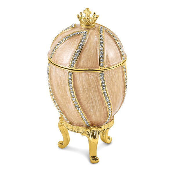 Lux by Jere Bejeweled CAPTIVATING CROWN Champagne Egg Trinket Box