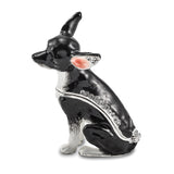 Lux by Jere Bejeweled LEO Black & White Chihuahua Trinket Box