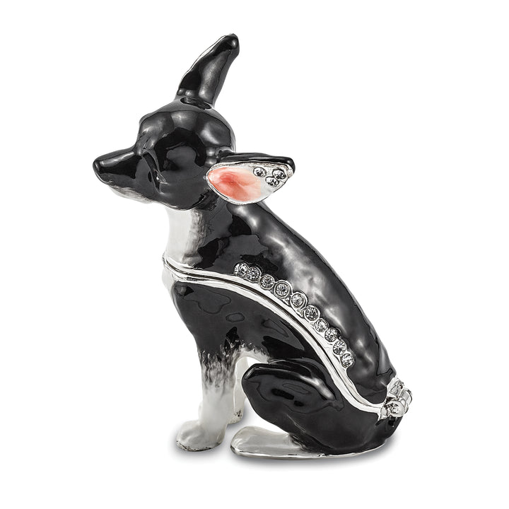 Lux by Jere Bejeweled LEO Black & White Chihuahua Trinket Box