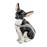 Lux by Jere Bejeweled LEO Black & White Chihuahua Trinket Box