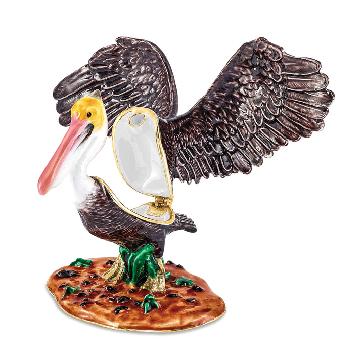 Lux by Jere Bejeweled PEPPY Pelican in Marsh Trinket Box