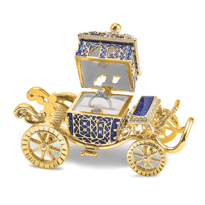 Lux by Jere Bejeweled ROYAL BLUE Carriage Trinket Box