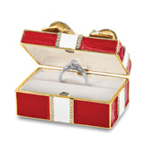 Lux by Jere Bejeweled DESIRE Red Gift Box with Ring Pad Trinket Box