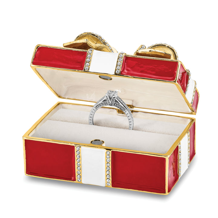 Lux by Jere Bejeweled DESIRE Red Gift Box with Ring Pad Trinket Box