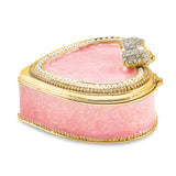 Lux by Jere Bejeweled PEARLY PINK HEART with Ring Pad Trinket Box