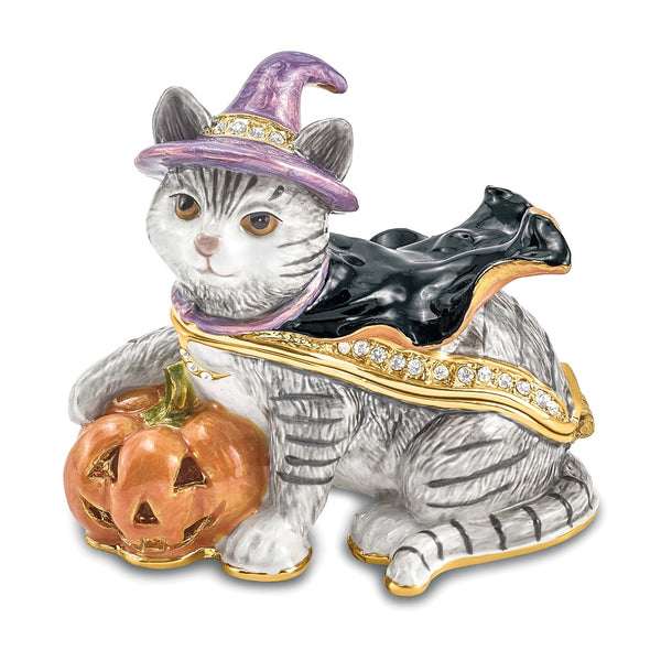 Lux by Jere Bejeweled SERENA Halloween Cat Trinket Box