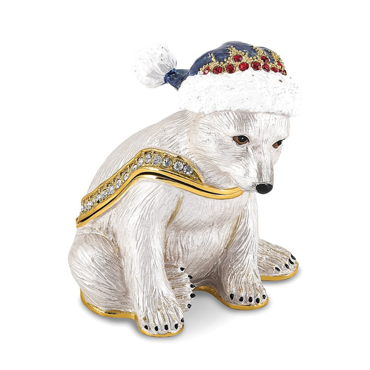 Lux by Jere Bejeweled NOELLE Cuddly Polar Bear Cub Trinket Box