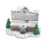 Lux by Jere Bejeweled WINTER DREAMS Cozy Snow Covered House Trinket Box