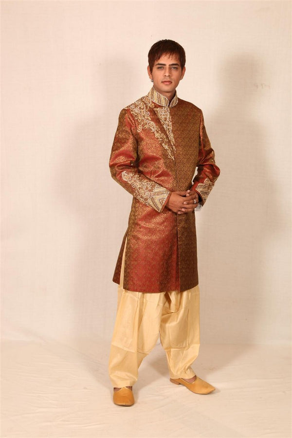 Royal Orange Indian Wedding Indo-Western Sherwani for Men -BL1016