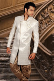 Abstemious Beige Indian Wedding Indo-Western Sherwani for Men -BL1022