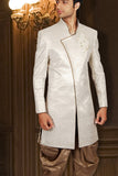 Abstemious Beige Indian Wedding Indo-Western Sherwani for Men -BL1022