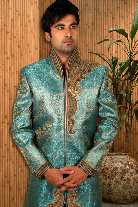 Uber Cool Indian Wedding Indo-Western Sherwani for Men -BL1024