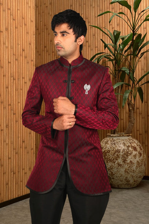 Apple Cut Indian Wedding Indo-Western Sherwani for Men -BL1033