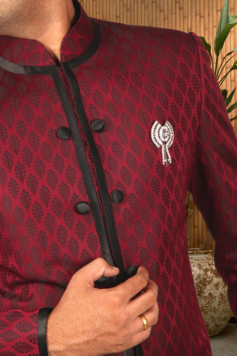 Apple Cut Indian Wedding Indo-Western Sherwani for Men -BL1033