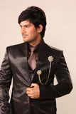 Dazzling Dark Brown Designer 5 Piece Wedding Reception Suit- BL3003