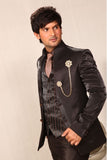 Dazzling Dark Brown Designer 5 Piece Wedding Reception Suit- BL3003