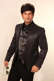 Smart 5 Piece High Neck Black Wedding Tuxedo Suit - BL3008