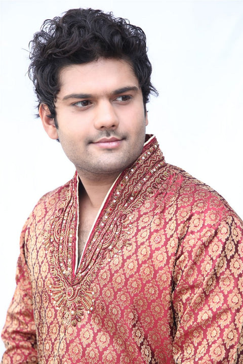 Stylish Semi Sherwani Indian Traditional Kurta Pajama Set- BL4006SNT