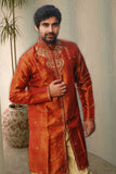 Trendy Rust Color Semi Sherwani Indian Traditional Sangeet Kurta Set- BL4033SNT