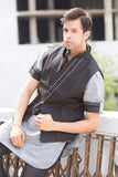 Stylish Grey Pathani Suit with Jacket Indian Traditional Sangeet Kurta Set- BL4037SNT