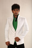 High Neck White Linen Blazer For Men-BL5002SNT