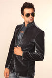 Modern Grey Velvet Blazer For Men - BL5006SNT