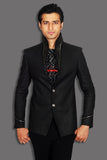 Royal Black Embroidery Linen Blazer For Men - BL5016SNT