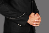 Royal Black Embroidery Linen Blazer For Men - BL5016SNT