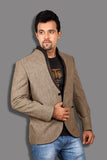 Beige High Neck Style Blazer For Men - BL5022SNT