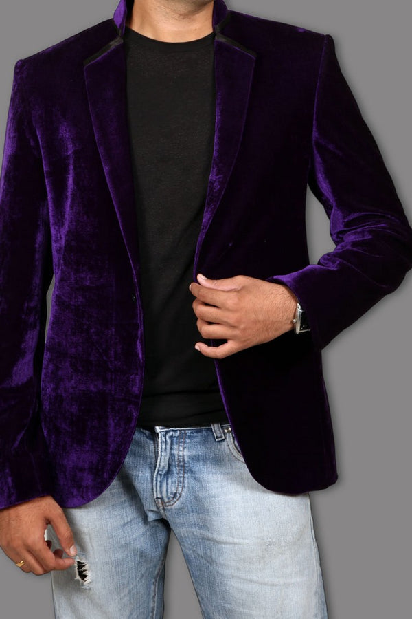 Royal Purple Velvet Blazer For Men - BL5023SNT