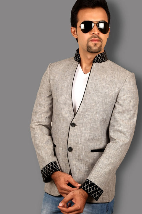 Trendy Silver Grey Blazer For Men - BL5028SNT