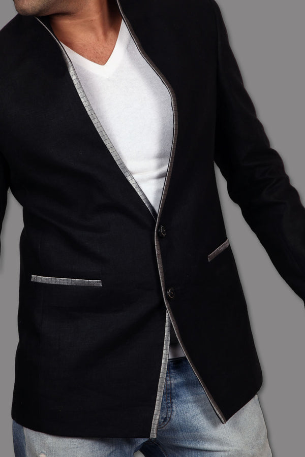 Glamorous Black Linen Blazer for Men