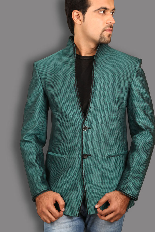 Graceful Green Linen Blazer for Men