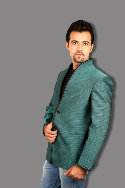 Graceful Green Linen Blazer for Men