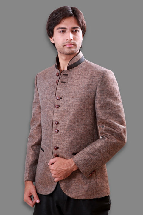 Mandarin Collar Tan Colo Blazer For Men - BL5046SNT