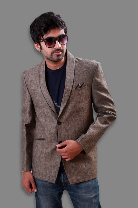 Walnut Brown Shawl Lapel Blazer For Men - BL5048SNT