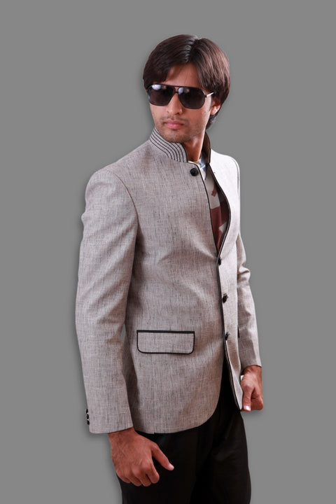 Designer Cool Silver Linen Blazer For Men - BL5049SNT