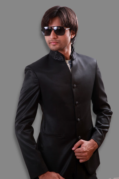Designer Indian Traditional Black Blazer For Men - BL5054SNT