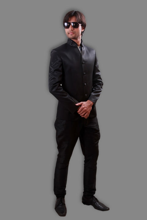 Designer Indian Traditional Black Blazer For Men - BL5054SNT