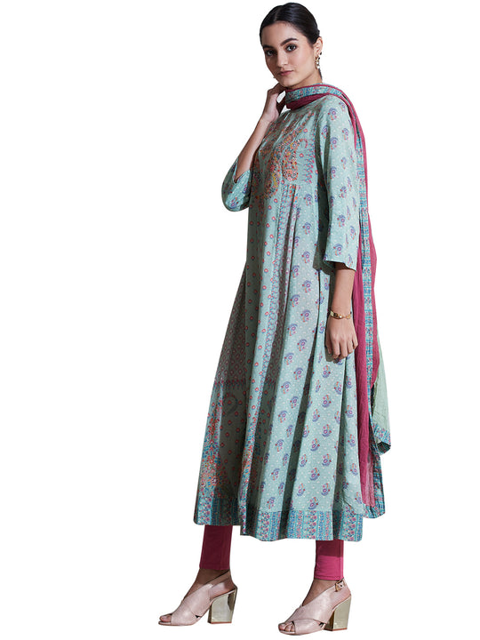 Ritu Kumar Pista Green Paisely Print Suit Set