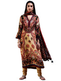 Ritu Kumar Beige & Burgundy Floral Print Suit Set