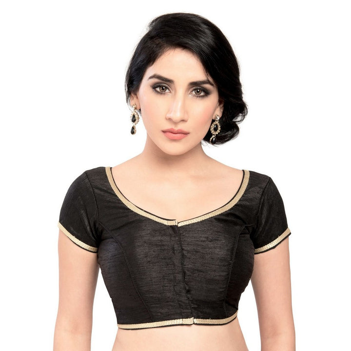 Designer Indian Traditional Black Round Neck Saree Blouse Choli (CO-193Sl-Black)