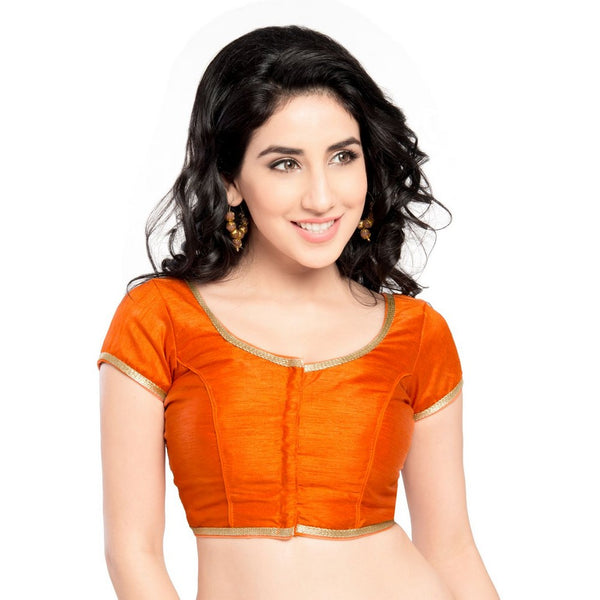 Designer Indian Traditional Orange Round Neck Saree Blouse Choli (CO-193Sl-Orange)