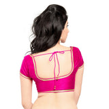 Designer Indian Traditional Pink Brocade Silk Padded  Half Sleeves Saree Blouse Choli (Co-193Sl)