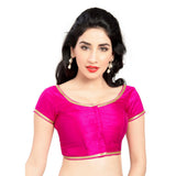 Designer Indian Traditional Pink Brocade Silk Padded  Half Sleeves Saree Blouse Choli (Co-193Sl)